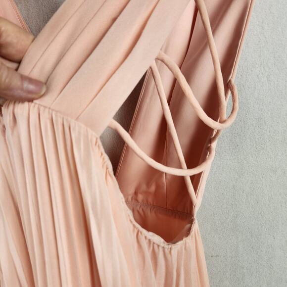 Free People x Fame & Partners Allegra Long Pleated Dress Pink Women’s SZ 8 - Picture 10 of 16